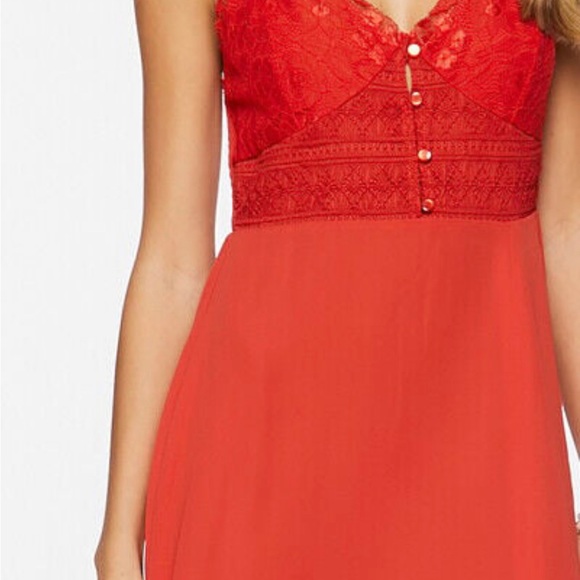 5/$10 Red Lace Slit Midi Dress - Picture 4 of 8